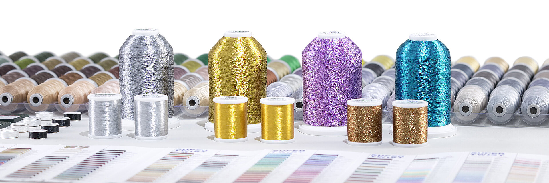 Premium metallic threads for machine embroidery and sewing