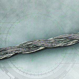 magnified view of Madeira HC 40 conductive embroidery thread