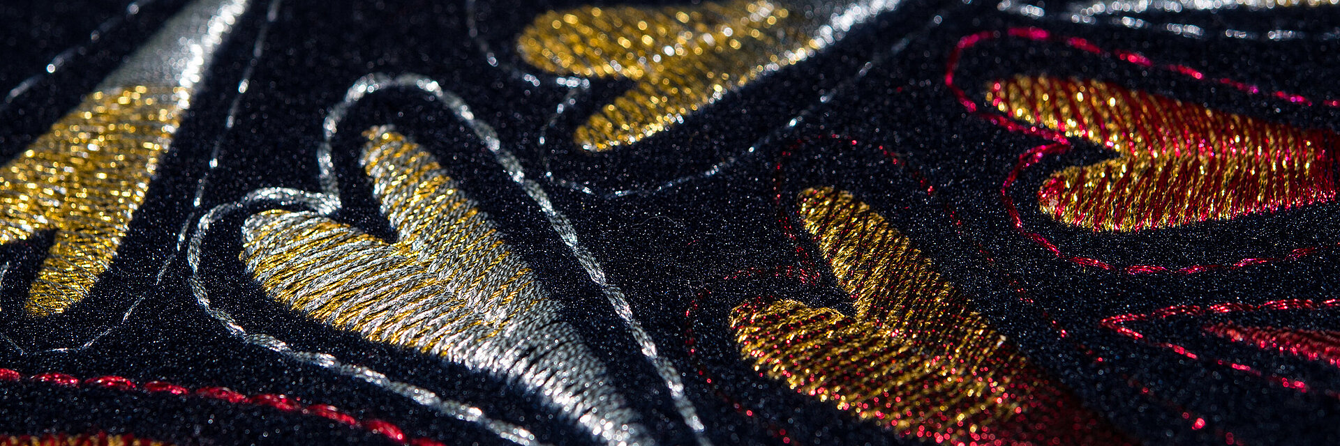 embroidered metallic hearts