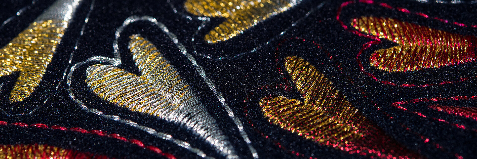 embroidered metallic hearts