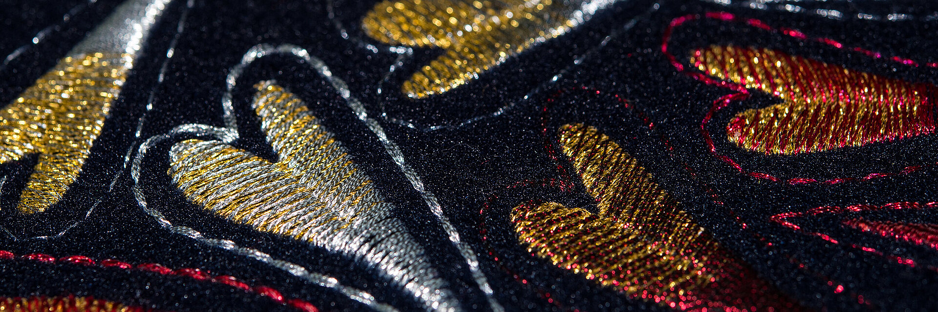 embroidered metallic hearts