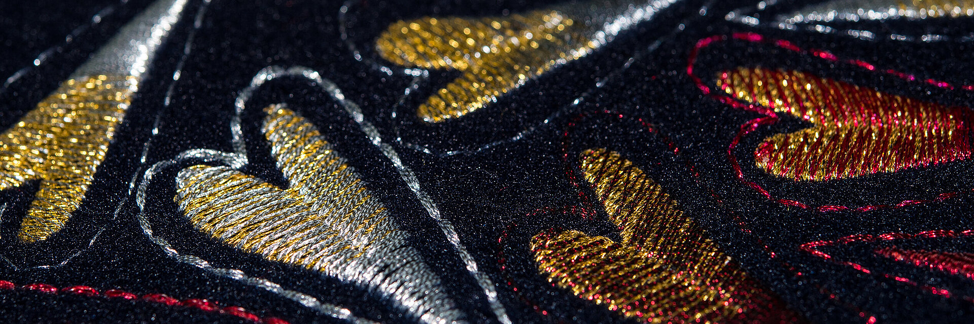 embroidered metallic hearts