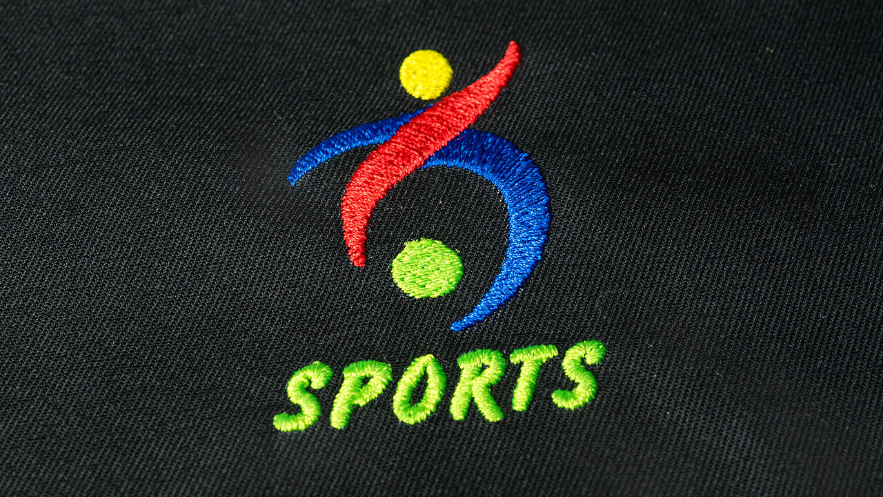 sport logo embroidered with Polyneon Green