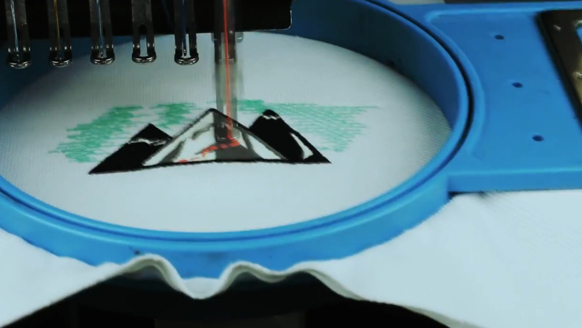 video showing embroidery on sportswear