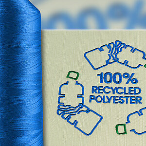 Polyneon Green Kone und Stickerei mit 100% recyceltem Polyester Polyneon Green Kone und Stickerei mit 100% recyceltem Polyester