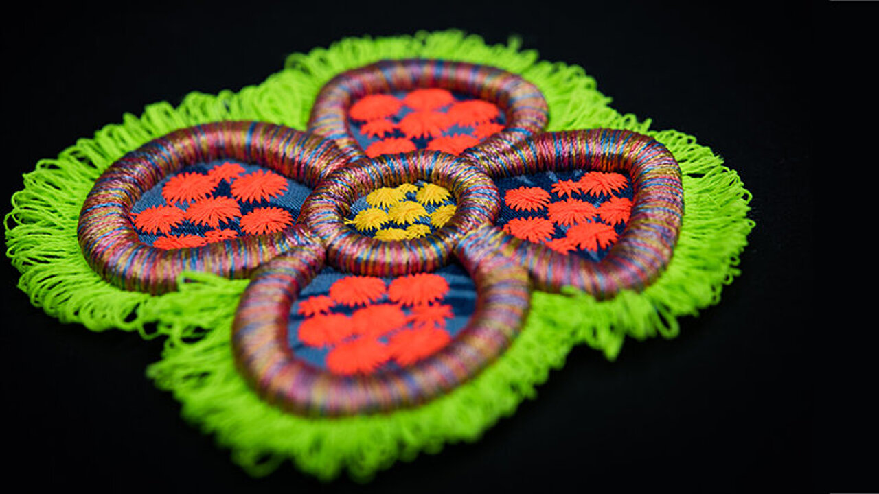 [Translate to Türkisch:] fashinable embroidered flower badge 