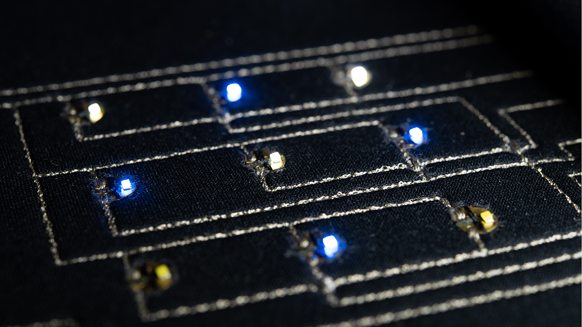 embroidered electrical circuit with LEDs